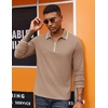 image:imageCOOFANDY Mens Long Sleeve Polo Shirts Cotton Quarter Zip Pullover ShirtKhaki