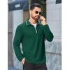 image:imageCOOFANDY Mens Long Sleeve Polo Shirts Cotton Quarter Zip Pullover ShirtLake Green