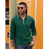 image:imageCOOFANDY Mens Long Sleeve Polo Shirts Cotton Quarter Zip Pullover ShirtLake Green
