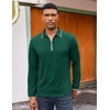 image:imageCOOFANDY Mens Long Sleeve Polo Shirts Cotton Quarter Zip Pullover ShirtLake Green