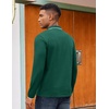 image:imageCOOFANDY Mens Long Sleeve Polo Shirts Cotton Quarter Zip Pullover ShirtLake Green