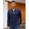 image:imageCOOFANDY Mens Long Sleeve Polo Shirts Cotton Quarter Zip Pullover ShirtNavy Blue