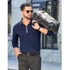 image:imageCOOFANDY Mens Long Sleeve Polo Shirts Cotton Quarter Zip Pullover ShirtNavy Blue