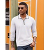 image:imageCOOFANDY Mens Long Sleeve Polo Shirts Cotton Quarter Zip Pullover ShirtWhite