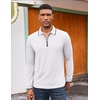 image:imageCOOFANDY Mens Long Sleeve Polo Shirts Cotton Quarter Zip Pullover ShirtWhite