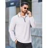 image:imageCOOFANDY Mens Long Sleeve Polo Shirts Cotton Quarter Zip Pullover ShirtWhite