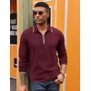 image:imageCOOFANDY Mens Long Sleeve Polo Shirts Cotton Quarter Zip Pullover ShirtWine Red