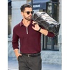 image:imageCOOFANDY Mens Long Sleeve Polo Shirts Cotton Quarter Zip Pullover ShirtWine Red