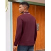 image:imageCOOFANDY Mens Long Sleeve Polo Shirts Cotton Quarter Zip Pullover ShirtWine Red