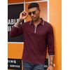 image:imageCOOFANDY Mens Long Sleeve Polo Shirts Cotton Quarter Zip Pullover ShirtWine Red