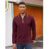 image:imageCOOFANDY Mens Long Sleeve Polo Shirts Cotton Quarter Zip Pullover ShirtWine Red