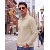image:imageCOOFANDY Mens Polo Shirts Casual Long Sleeve Knit Polo Sweater Golf ShirtsBeige