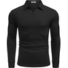 image:imageCOOFANDY Mens Polo Shirts Casual Long Sleeve Knit Polo Sweater Golf ShirtsBlack
