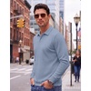 image:imageCOOFANDY Mens Polo Shirts Casual Long Sleeve Knit Polo Sweater Golf ShirtsBlue