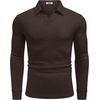 image:imageCOOFANDY Mens Polo Shirts Casual Long Sleeve Knit Polo Sweater Golf ShirtsBrown
