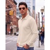 image:imageCOOFANDY Mens Polo Shirts Casual Long Sleeve Knit Polo Sweater Golf ShirtsCream White