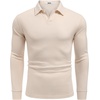 image:imageCOOFANDY Mens Polo Shirts Casual Long Sleeve Knit Polo Sweater Golf ShirtsCream White