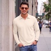image:imageCOOFANDY Mens Polo Shirts Casual Long Sleeve Knit Polo Sweater Golf ShirtsCream White