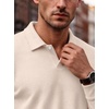 image:imageCOOFANDY Mens Polo Shirts Casual Long Sleeve Knit Polo Sweater Golf ShirtsCream White