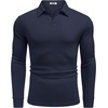 image:imageCOOFANDY Mens Polo Shirts Casual Long Sleeve Knit Polo Sweater Golf ShirtsNavy Blue