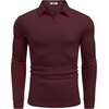 image:imageCOOFANDY Mens Polo Shirts Casual Long Sleeve Knit Polo Sweater Golf ShirtsWine Red