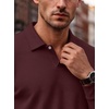 image:imageCOOFANDY Mens Polo Shirts Casual Long Sleeve Knit Polo Sweater Golf ShirtsWine Red