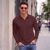 image:imageCOOFANDY Mens Polo Shirts Casual Long Sleeve Knit Polo Sweater Golf ShirtsWine Red