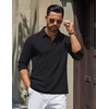 image:imageCOOFANDY Mens Polo Shirts Long Sleeve Cotton Pique Casual Button Polo TeeAblack