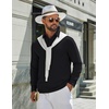 image:imageCOOFANDY Mens Polo Shirts Long Sleeve Cotton Pique Casual Button Polo TeeAblack