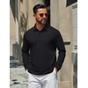image:imageCOOFANDY Mens Polo Shirts Long Sleeve Cotton Pique Casual Button Polo TeeAblack