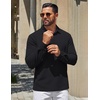 image:imageCOOFANDY Mens Polo Shirts Long Sleeve Cotton Pique Casual Button Polo TeeAblack
