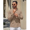 image:imageCOOFANDY Mens Polo Shirts Long Sleeve Cotton Pique Casual Button Polo TeeAkhaki