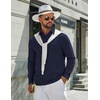 image:imageCOOFANDY Mens Polo Shirts Long Sleeve Cotton Pique Casual Button Polo TeeAnavy Blue