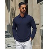 image:imageCOOFANDY Mens Polo Shirts Long Sleeve Cotton Pique Casual Button Polo TeeAnavy Blue