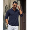 image:imageCOOFANDY Mens Polo Shirts Long Sleeve Cotton Pique Casual Button Polo TeeAnavy Blue