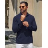 image:imageCOOFANDY Mens Polo Shirts Long Sleeve Cotton Pique Casual Button Polo TeeAnavy Blue