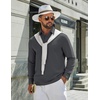 image:imageCOOFANDY Mens Polo Shirts Long Sleeve Cotton Pique Casual Button Polo TeeDark Grey