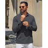 image:imageCOOFANDY Mens Polo Shirts Long Sleeve Cotton Pique Casual Button Polo TeeDark Grey