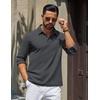 image:imageCOOFANDY Mens Polo Shirts Long Sleeve Cotton Pique Casual Button Polo TeeDark Grey