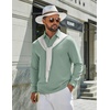 image:imageCOOFANDY Mens Polo Shirts Long Sleeve Cotton Pique Casual Button Polo TeeIce Green