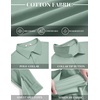 image:imageCOOFANDY Mens Polo Shirts Long Sleeve Cotton Pique Casual Button Polo TeeIce Green