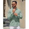 image:imageCOOFANDY Mens Polo Shirts Long Sleeve Cotton Pique Casual Button Polo TeeIce Green