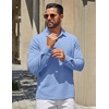 image:imageCOOFANDY Mens Polo Shirts Long Sleeve Cotton Pique Casual Button Polo TeeLight Blue