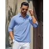 image:imageCOOFANDY Mens Polo Shirts Long Sleeve Cotton Pique Casual Button Polo TeeLight Blue