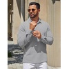 image:imageCOOFANDY Mens Polo Shirts Long Sleeve Cotton Pique Casual Button Polo TeeLight Grey