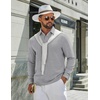 image:imageCOOFANDY Mens Polo Shirts Long Sleeve Cotton Pique Casual Button Polo TeeLight Grey