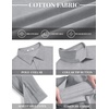 image:imageCOOFANDY Mens Polo Shirts Long Sleeve Cotton Pique Casual Button Polo TeeLight Grey