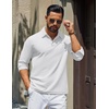 image:imageCOOFANDY Mens Polo Shirts Long Sleeve Cotton Pique Casual Button Polo TeeWhite