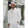 image:imageCOOFANDY Mens Polo Shirts Long Sleeve Cotton Pique Casual Button Polo TeeWhite