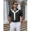 image:imageCOOFANDY Mens Polo Shirts Short Sleeve Casual Knit Textured Summer Shirt01black